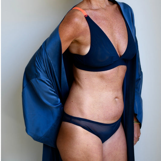 Soft Plunge Bralette | Navy/Orange