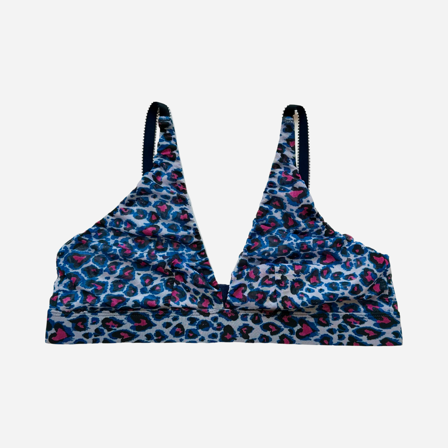 Soft Plunge Bralette | Pink and Blue Leopard Print